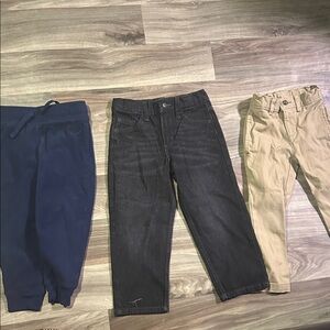 Set of Three Kids' Pants - Blue, Black, and Tan